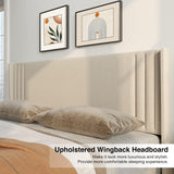 Queen Bed Frame with Wingback Headboard, Upholstered Platform Bed, Wooden Slats, Noise-Free, No Box Spring Needed