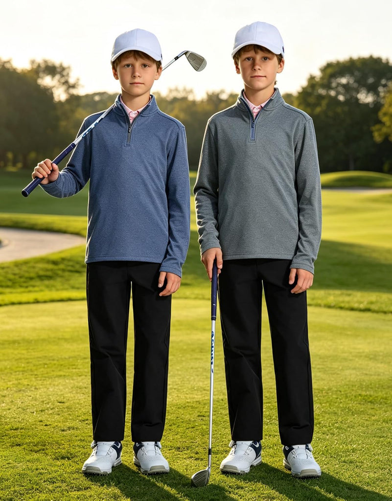 Boys Quarter Zip Pullover Mock Neck Midlayer Golf Kids Sweatshirt