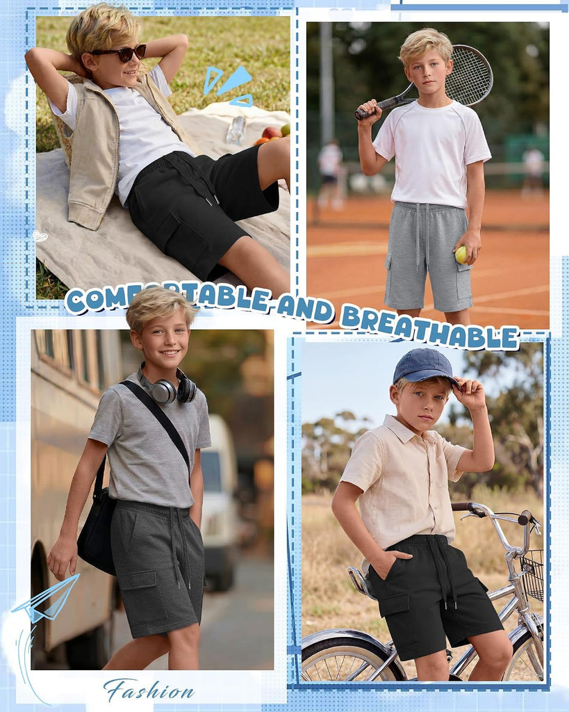 3 Pack Boys Athletic Cargo Shorts