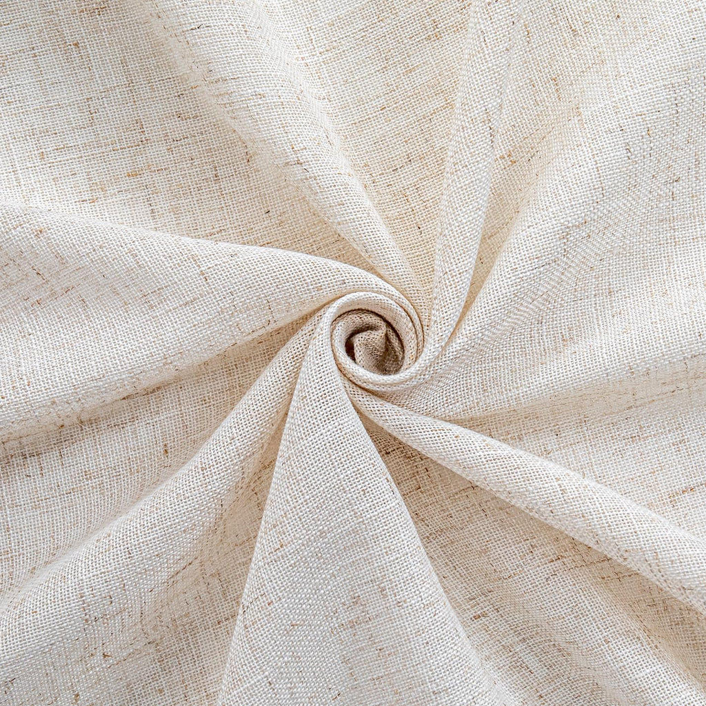 Kitchen Semi Sheer Linen Curtains 24 Inch Long, Light Filtering Window Panels Rod Pocket Valance Neutral Drapes for