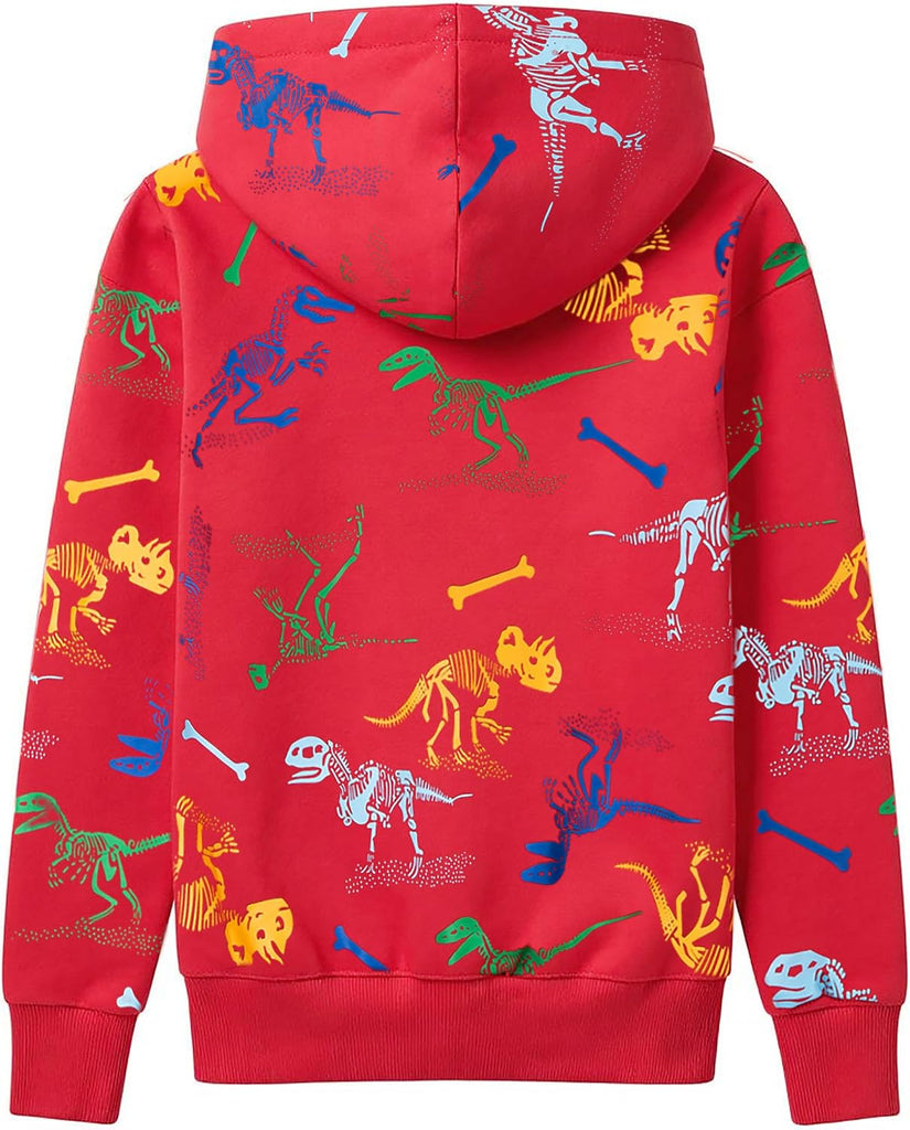 Kids Dinosaur Hoodie, Boys Girls Zip Up Sweatshirt Pullover