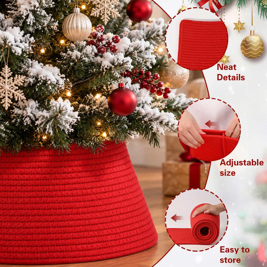 Christmas Tree Collar, Small Tree Skirt for 2-4ft Artificial Trees, Red