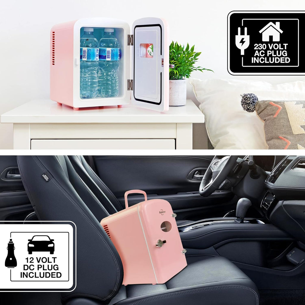 Mini Fridge - Refrigerator for Bedroom, Office, Portable Table Top Beverage Cooler, 12V 110V Refrigerador for Drinks