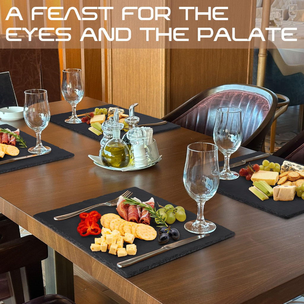 12" x 12" 3 PCS Slate Cheese Board, Charcuterie Boards Natural Stone Plates