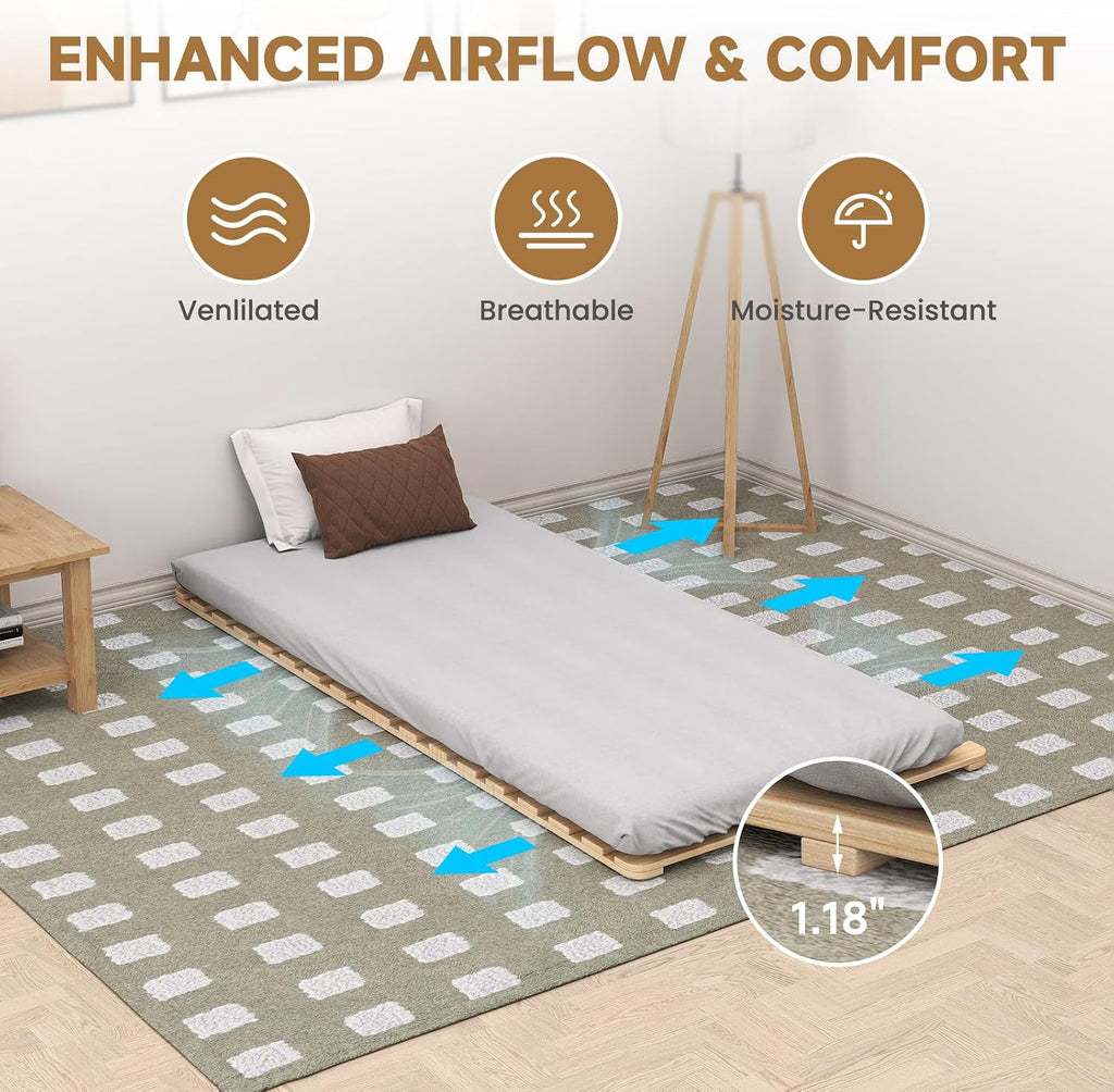 Floor Bed Frame, Foldable Tatami Bed Frame Futon Frame