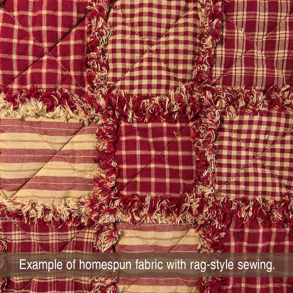 Primitive Red 7 Homespun Cotton Plaid Fabric by - Sold by The Yard