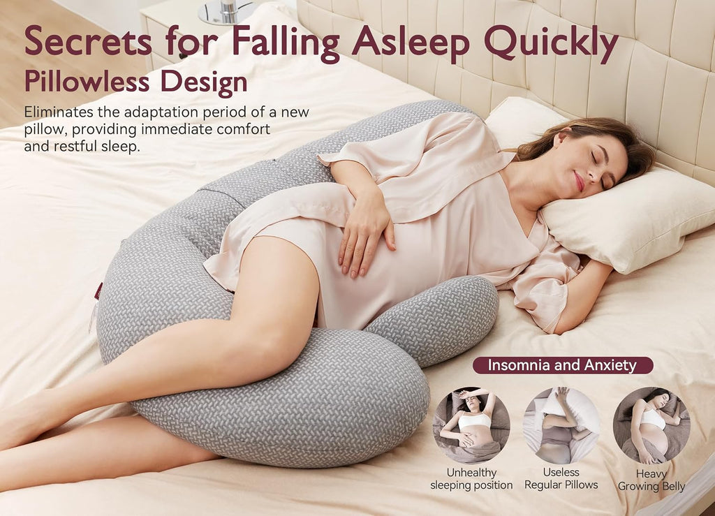 Original F Shaped Pregnancy Pillow with Adjustable Wedge Pillow | Full Body Support Maternity Pillow for Side