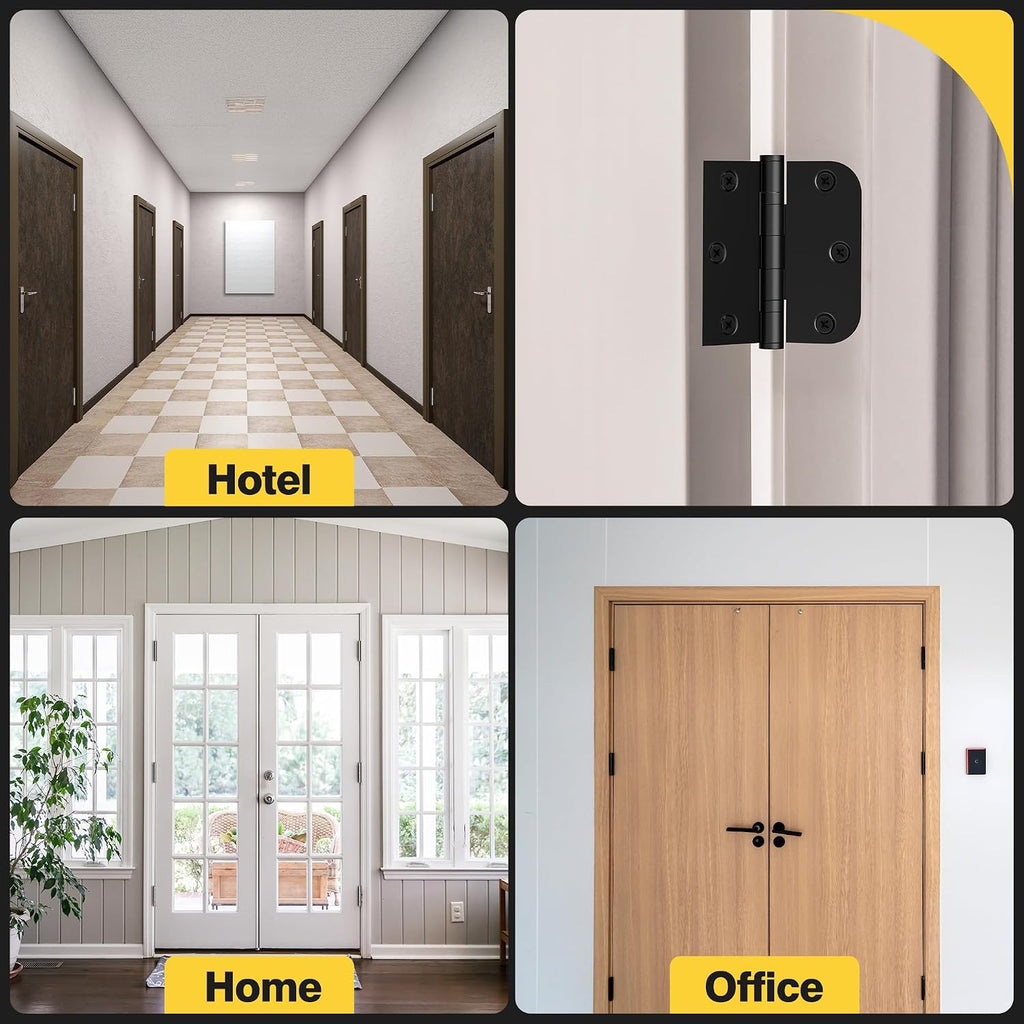 Ball Bearing Door Hinges, 3.5 x 3.5 Inches Black Front Door Hinges, Heavy Duty Stainless Steel Hinges