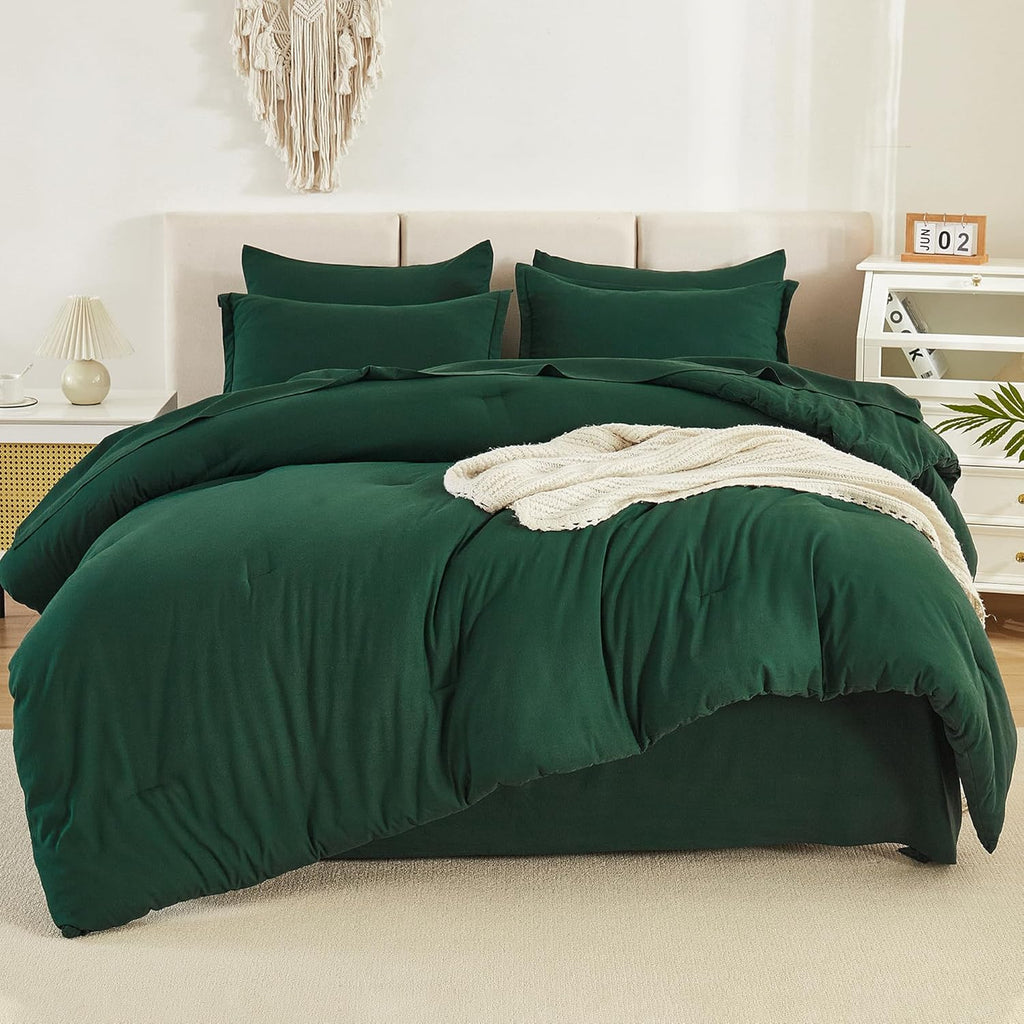 Litanika Queen Comforter Set Dark Emerald Green