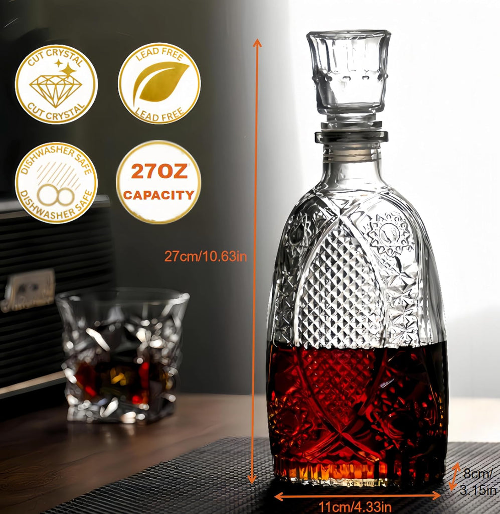 Whiskey Decanter,27OZ Liquor Decanter with Stopper