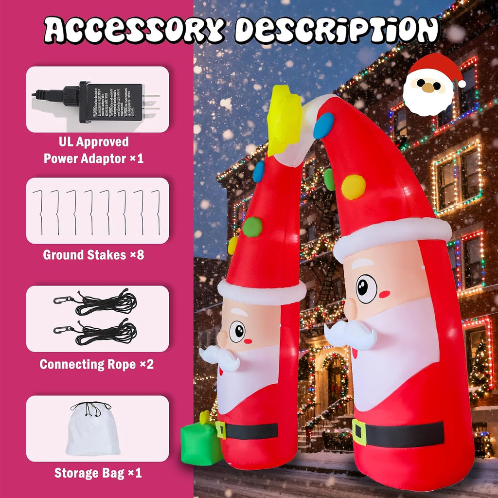 10FT H Giant Animated Christmas Inflatables Archway,Lovely Inflatable Santa Claus Archway with Gift Box, Jumbo