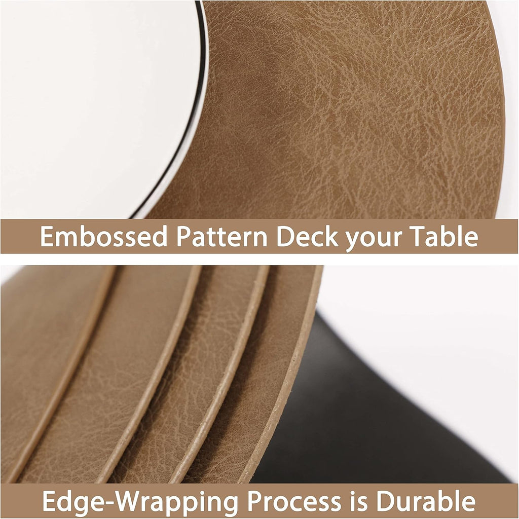 PU Leather Placemats, Waterproof Coffee Coasters, Kitchen Table Mats, Easy to Wipe Off for Dining Round Table - Set of 8