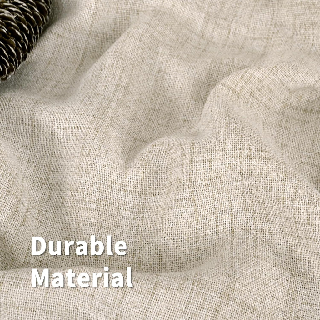 Linen Cafe Curtains 36 Inch Length for Small Windows, Half Drapes Semi Sheer with Rod Pocket and Back Tab Textured