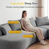 122" Modern Curved Oversized Sectional Sofa with Right Chaise for Living Room