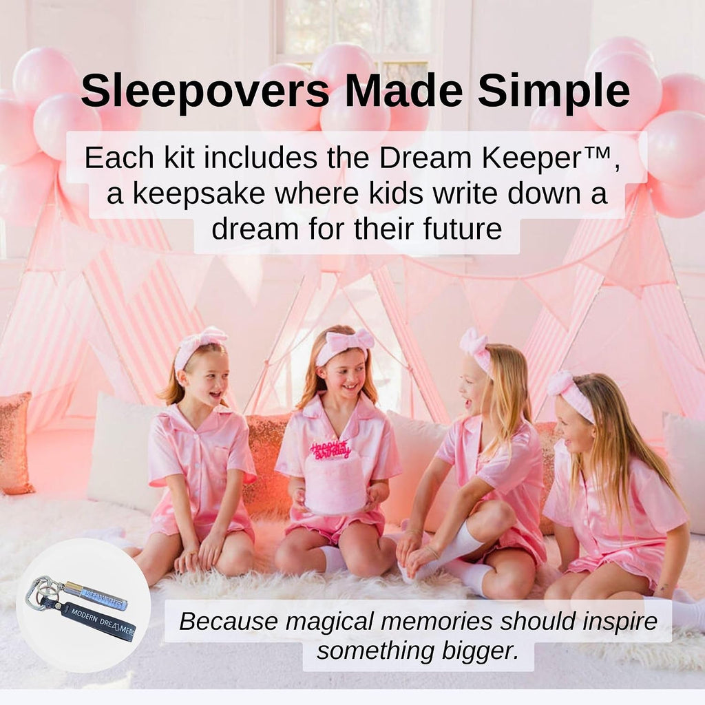 Patented Sleepover Tent Kit for Girls - Pop-Up Teepee with Fairy Lights, Bunting, Balloons & Dream Keeper | Birthday