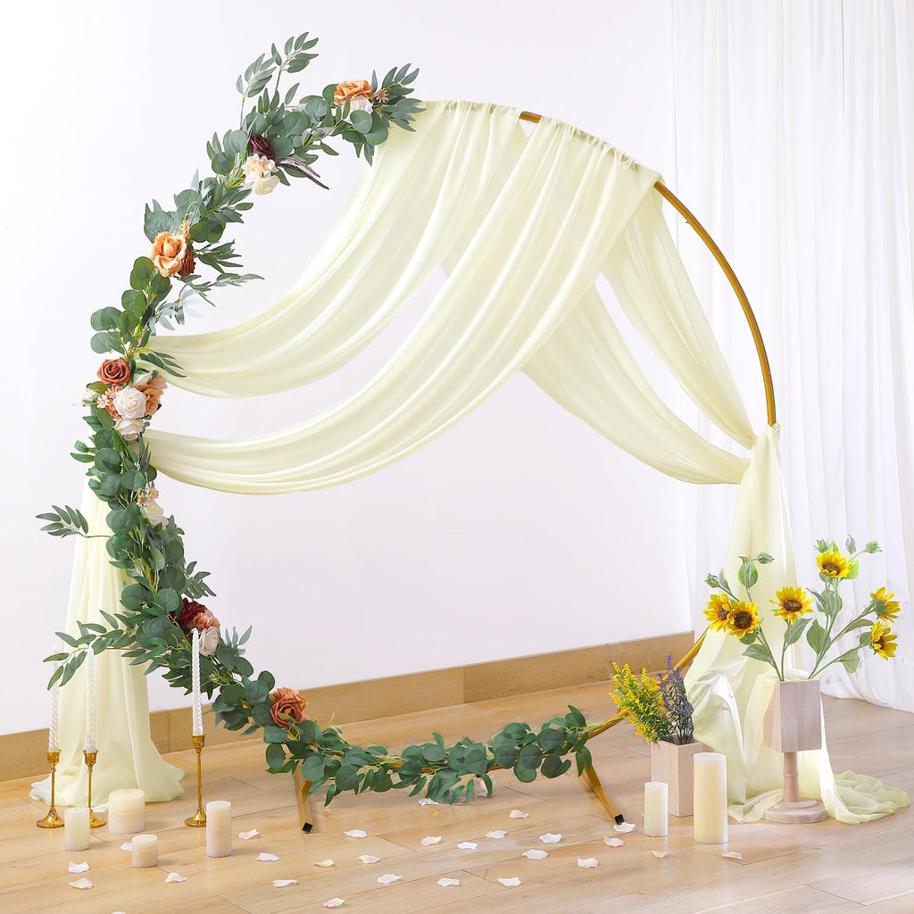 4 Panels Wedding Arch Draping Fabric Ivory Sheer Backdrop Curtain Arch Drape for Wedding Ceremony Reception, Bridal