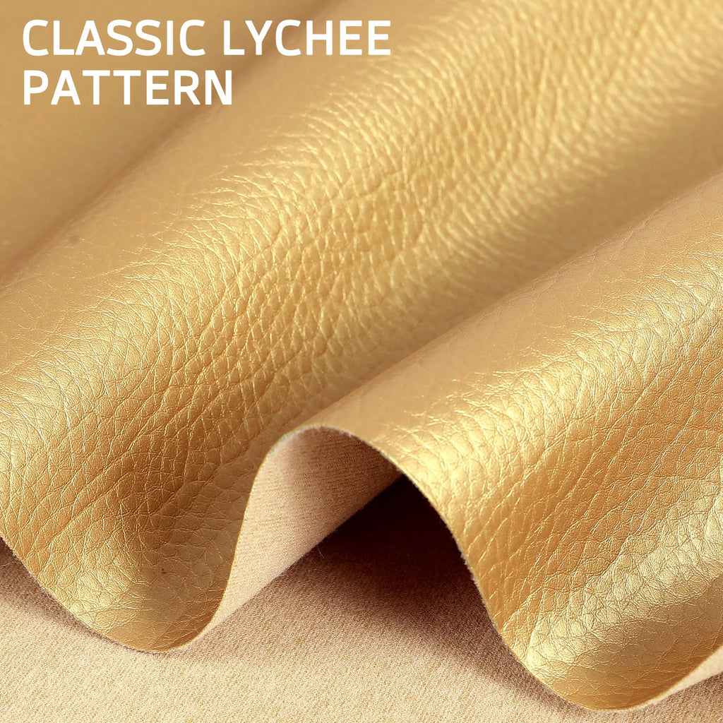Upholstery Faux Leather Fabric, 2 Yards Gold