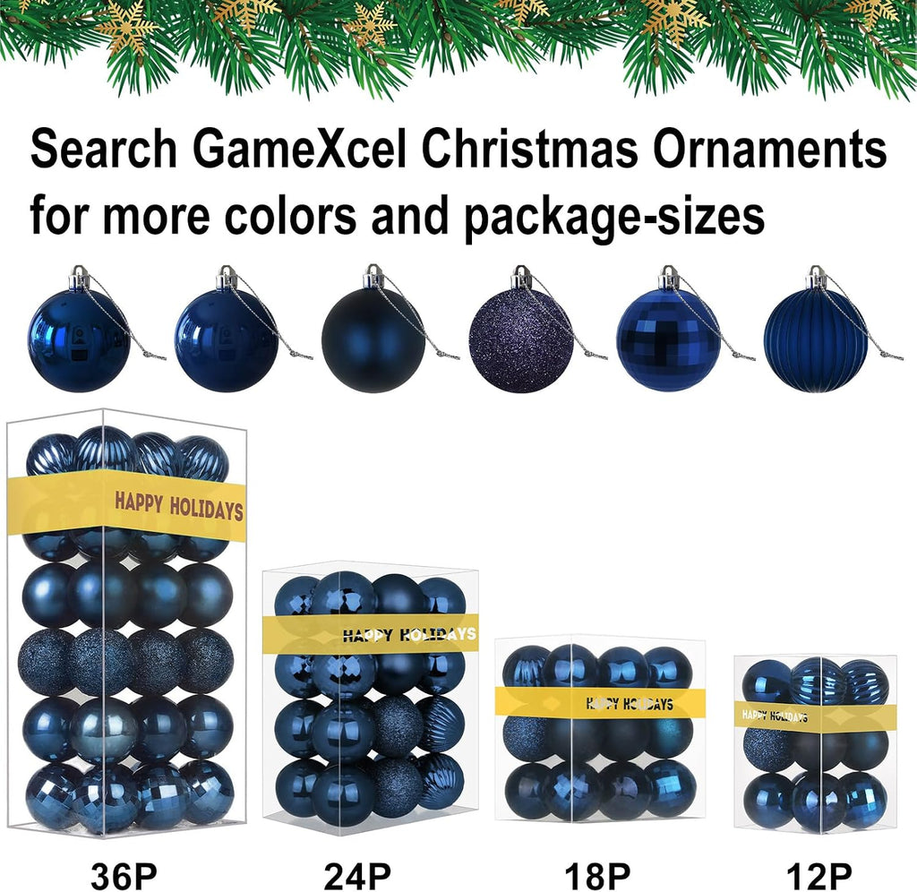 Navy Blue 3.2" Large Christmas Balls - Christmas Tree Decoration Ornaments Shatterproof Hanging Balls for Birthday - Set of 10