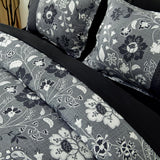 Black Comforter Set Queen, 7 Pieces Bed in a Bag Floral Geometric Patchwork Soft Microfiber Comforter Bedding Set with