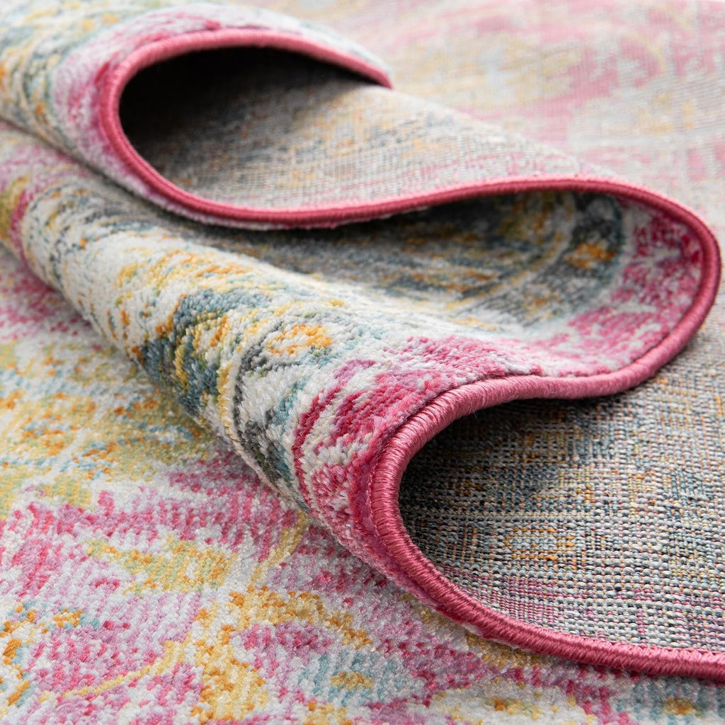 Paragon Rug - 5' Oval Pink Easy-Clean Rug - Vintage Floral Design s, Bedrooms, and Entryways