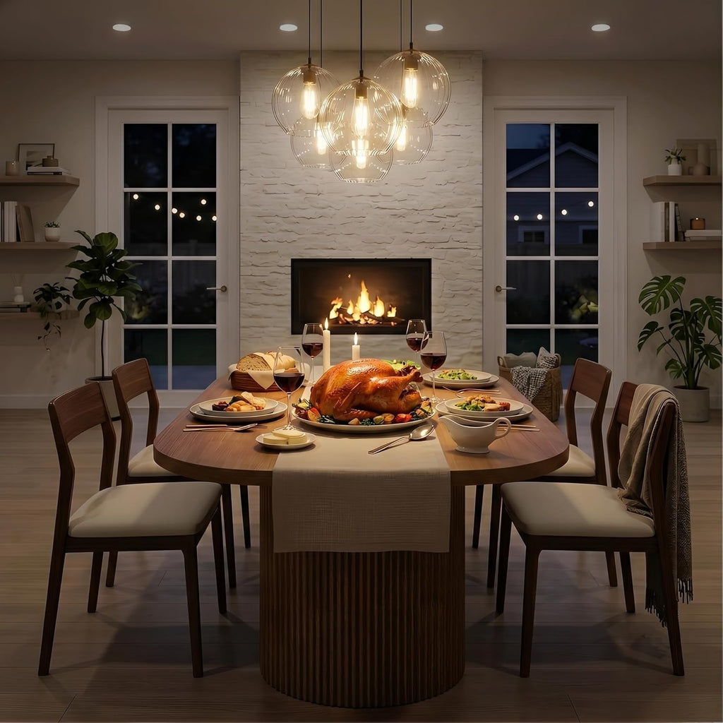 47.24" Oval Dining Table for 4, Small Kitchen Table with Pedestal Base, Space Saving Farmhouse Wood Dinner Table for