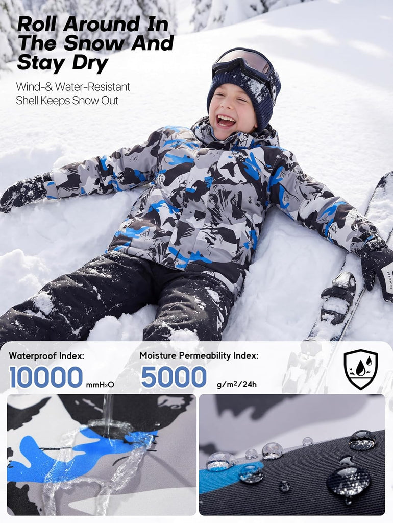 Boy's Waterproof Ski Jacket Winter coat with Hood