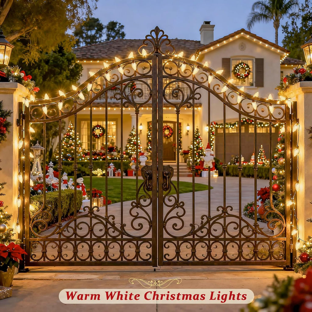 100 LED C9 Christmas Lights Outdoor: 66 FT 8 Modes Plug in Connectable C9 Warm White Christmas Lights for Tree Roof