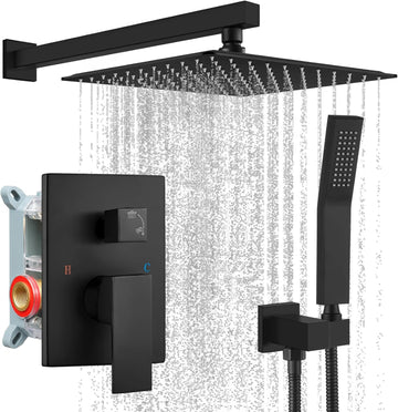Rainfall Bathroom Shower System Rain Shower Head and Handle Set Wall Mounted Shower Complete Combo Solid Brass