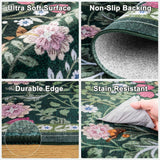10x14 Area Rugs for Living Room: Floral Washable Rug Vintage Large Soft Boho Non-Slip Carpet Stain R
