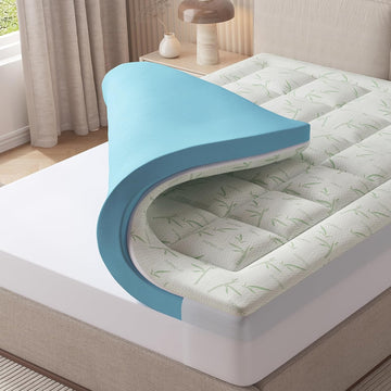 Queen Mattress Topper, Memory Foam, 2 Inch Cooling Pad | Dual Layer Gel Infused Cooling, Down Alternative Pillowtop