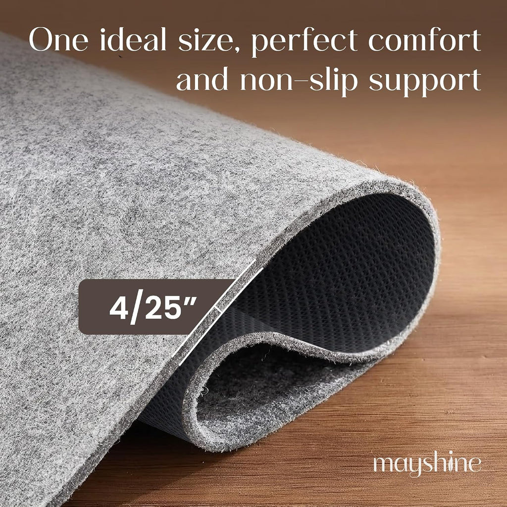 Non Slip Rug Pad 5x7 Feet, 4/25" Thick Felt Cushioned Rubber Rug Gripper Pad for Hardwood, Laminate, Stone, Tile - Set of 35