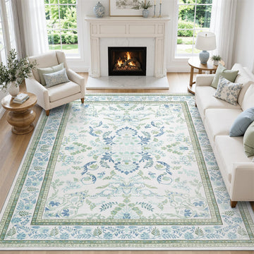 DCX Blue and Green Washable 8x10 Rug