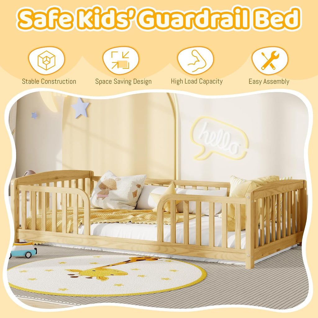 Toddler Floor Bed with Central Entrance, Natural