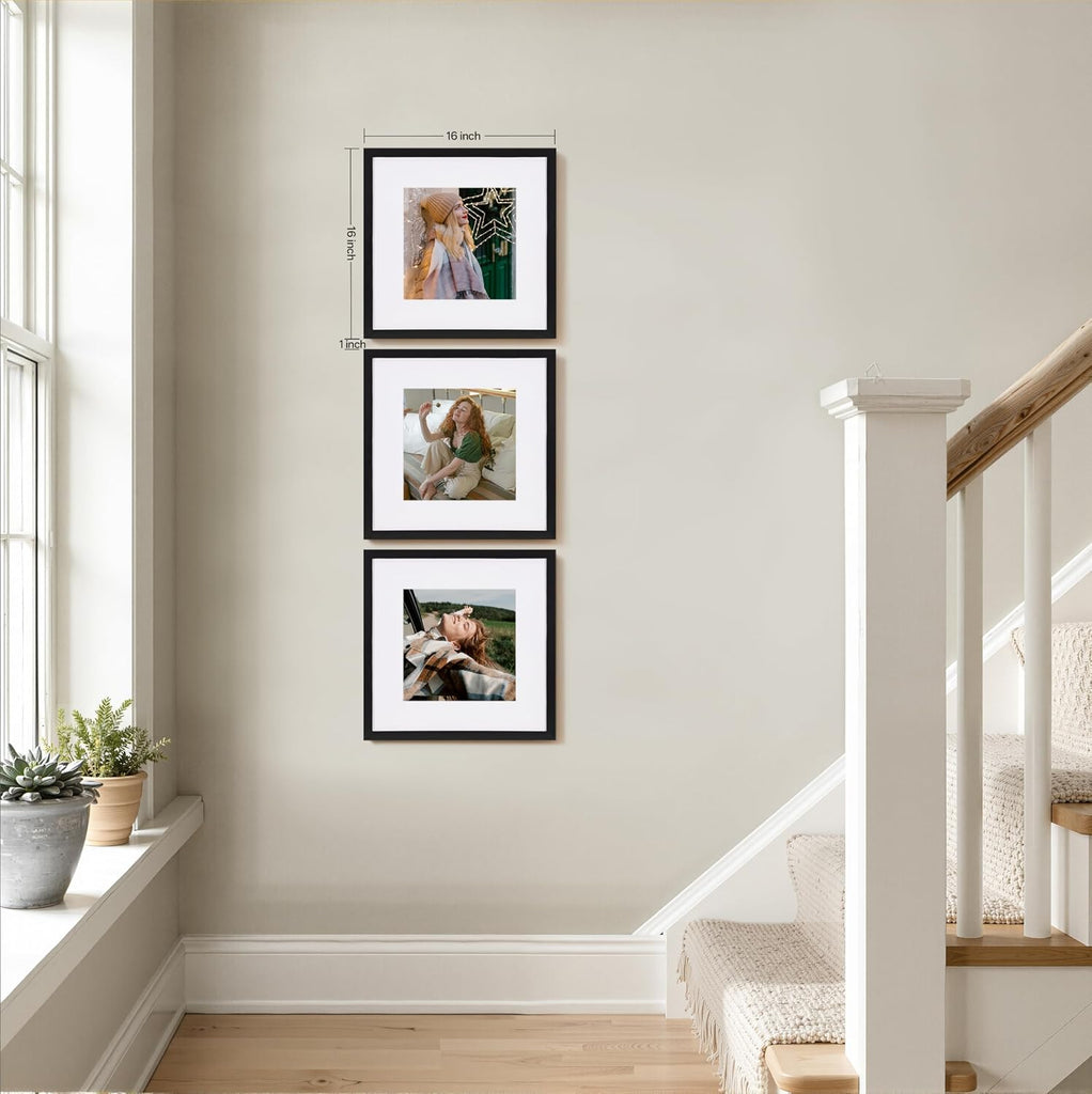 16x16 Picture Frame Set of 6, Display 12x12 with Mat | Gallery Wall Decor, Sturdy & Lightweight, Clear Acrylic, No