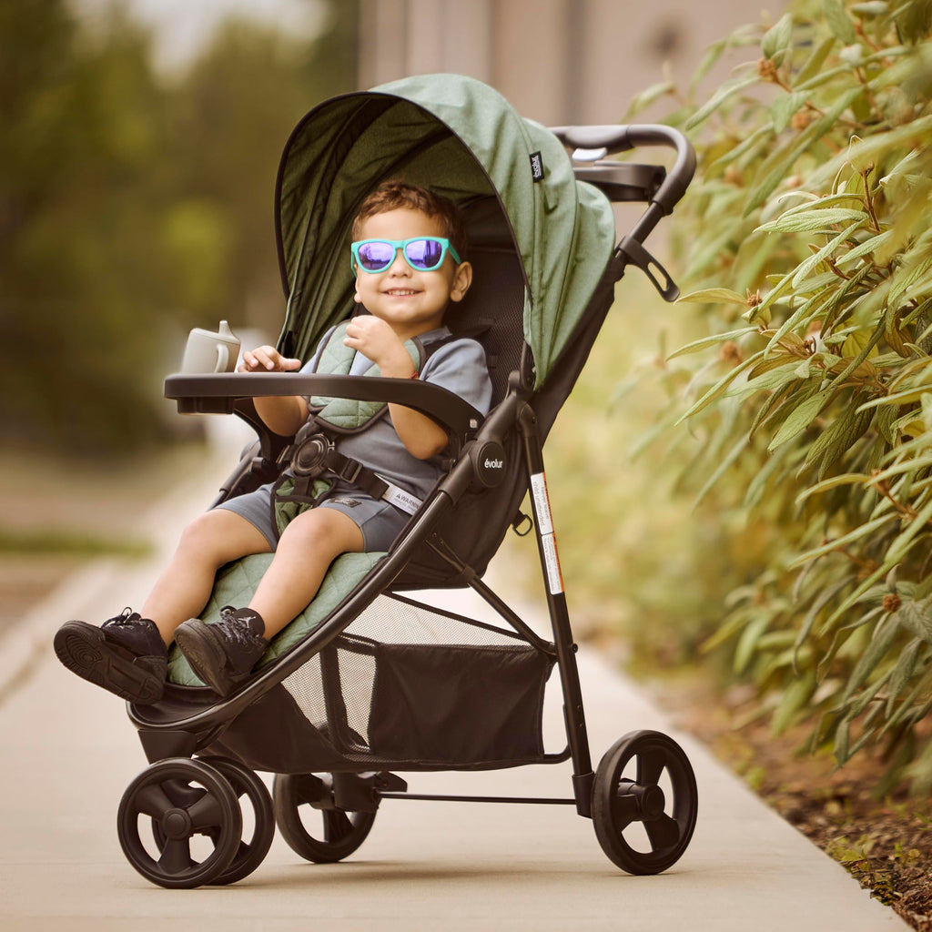 Breeze Stroller in Green, Adjustable Backrest & Canopy, Compact Fold Lightweight Baby/Toddler Stroller with Storage