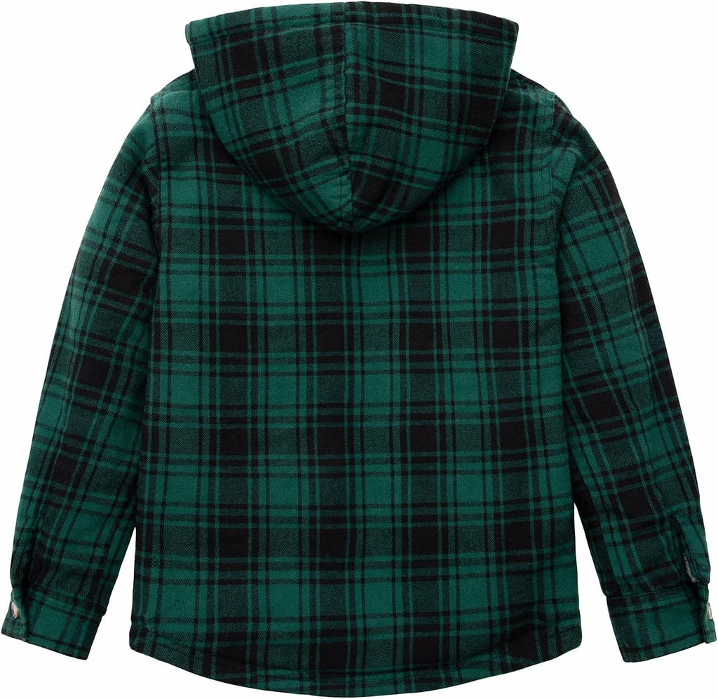 Boys Sherpa Lined Zip Flannel Hooded Jacket