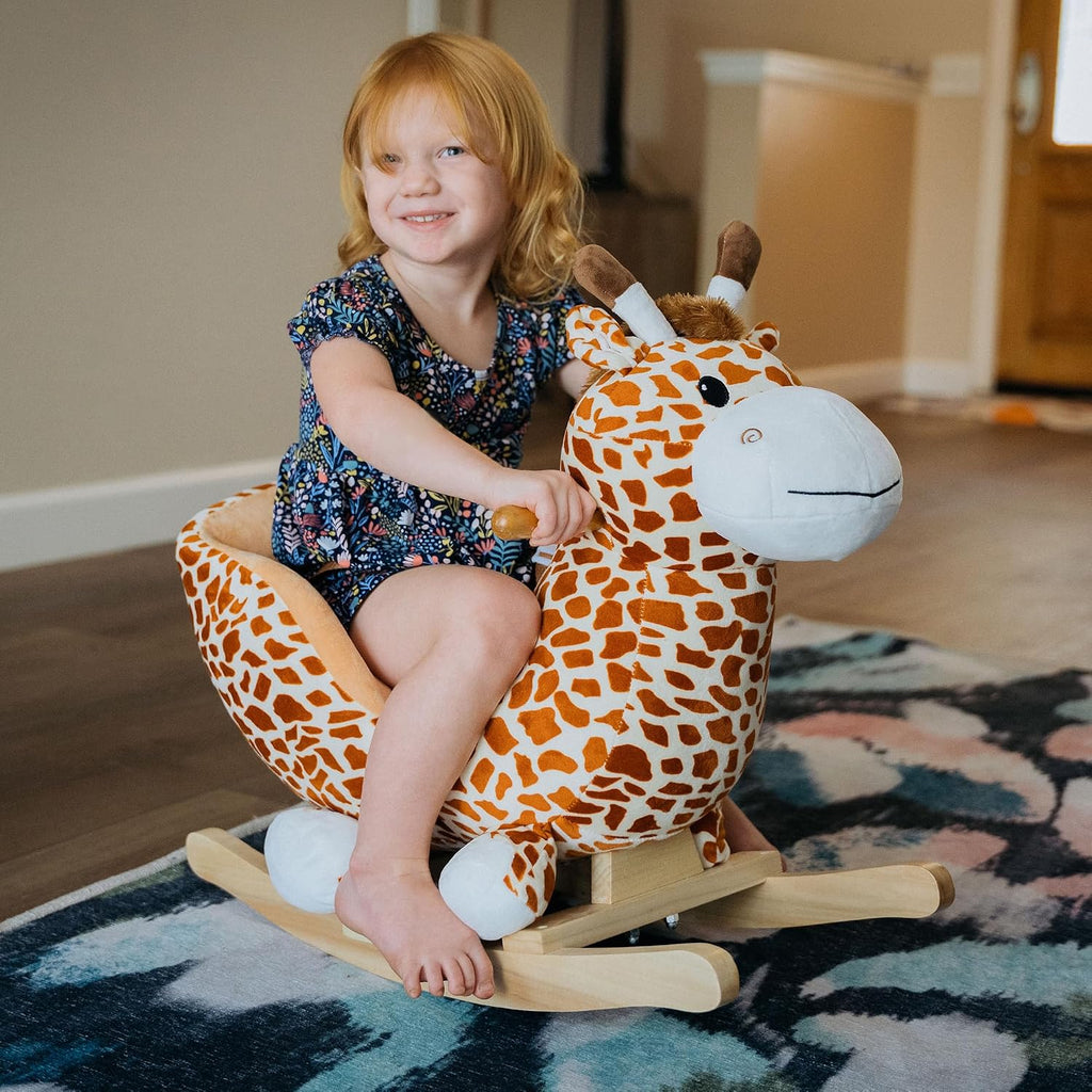 Kids Plush Ride-On Rocking Horse Toy with Song for 18-36 Months Brown