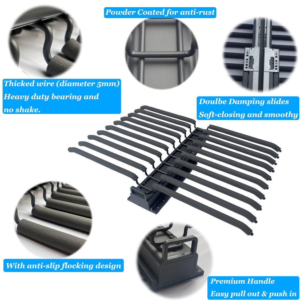 Pull Out Pants Rack for Closet Hanger Bar Steel Pull Out Trousers Pants Hanger Rack with Soft Close, Clothes