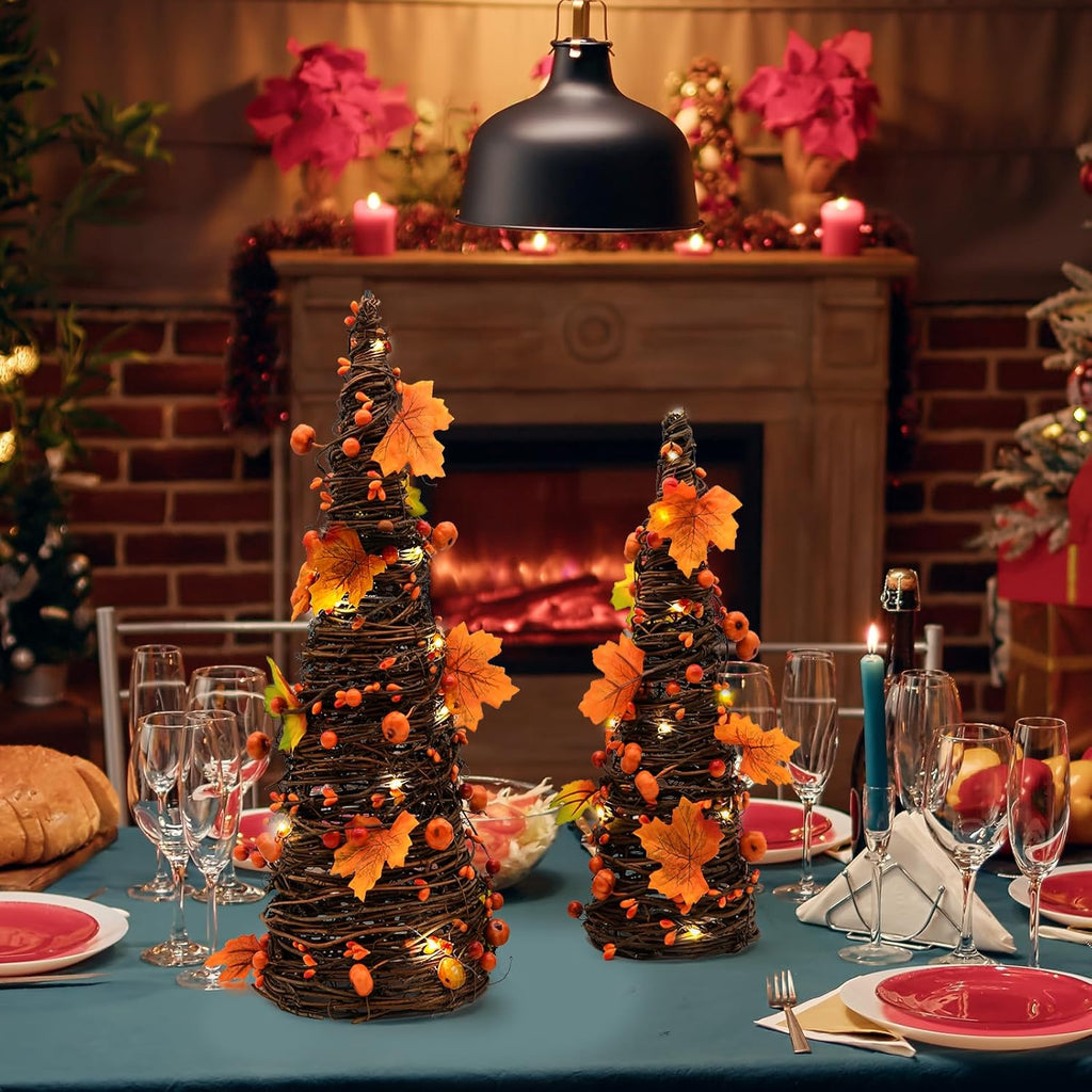 Fall Decor, Fall Tabletop Trees, Lighted Pumpkin Thanksgiving Decorations