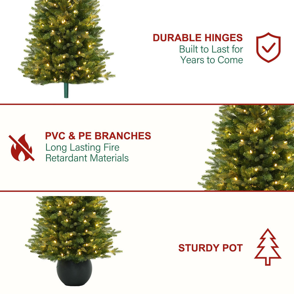 4 ft Potted Christmas Tree with 110 Warm White LEDs