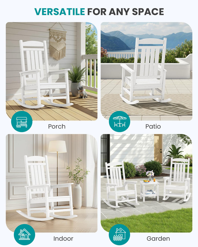 Outdoor Rocking Chair, Patio Rocking Chair, White