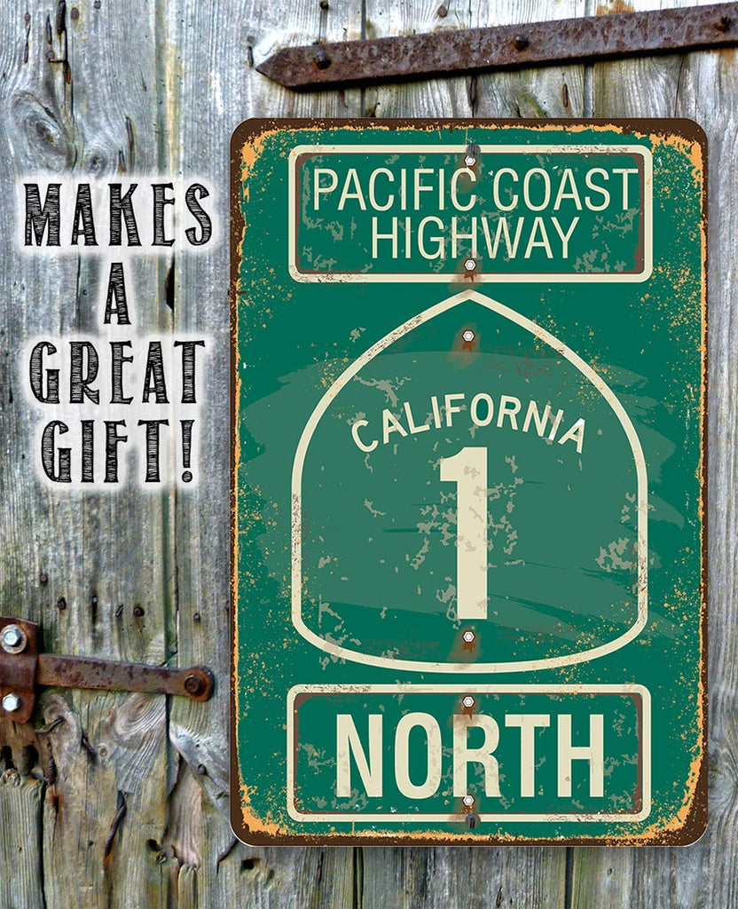 Pacific Coast Highway North Sign - Vintage California Beach Signage, Great Room and Beach Decoration, Nautical Rustic