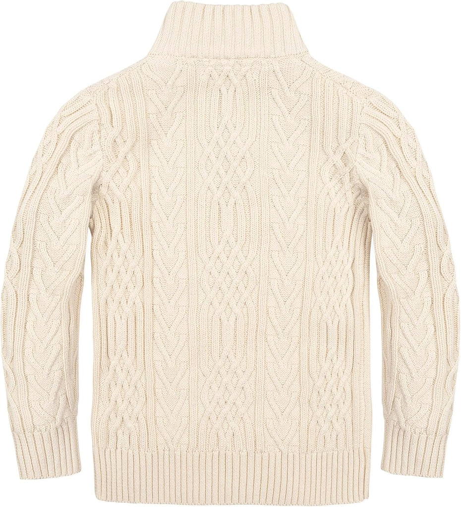 Boys' Mock Neck Cable Sweater with Button Placket