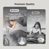 Queen Comforter Set - 7 Pieces Reversible Grey Bedding, GentleSoft Queen Bed Set Gift for Family