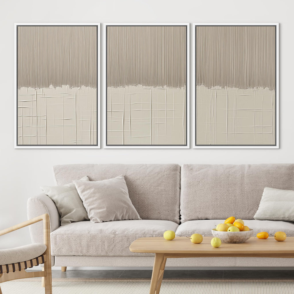 Framed Canvas Print Wall Art Set Beige Abstract Neutral Illustrations Minimal Decorative Bohemian Nordic - 16"" x24
