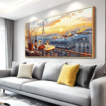 Large Canvas Printing Wall Decor For Restaurant Bedroom Wall Office Decor Paris Sunset Terrace landscape Painting