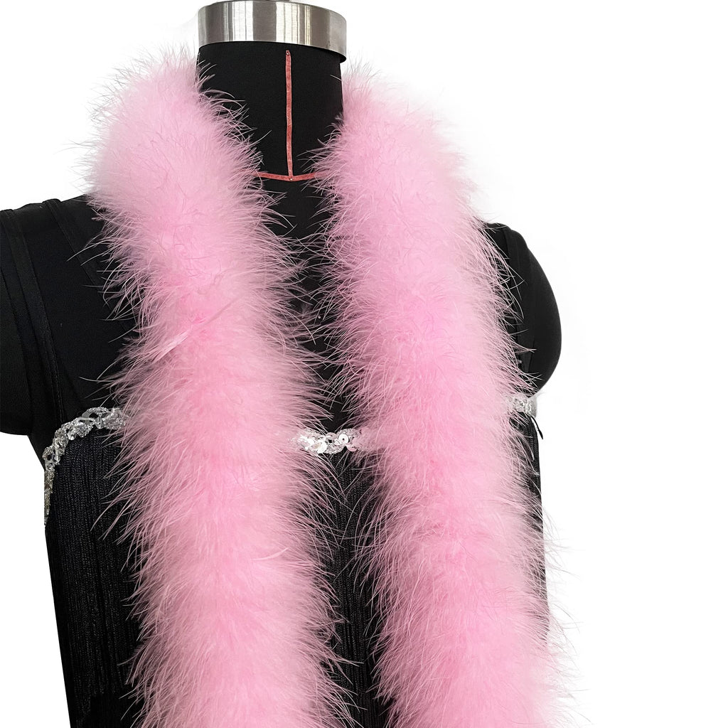 40g Fluffy Marabou Feather Boa for DIY Craft Sewing Trim Home Wedding Party Decoration-Light Pink - 2 Yards