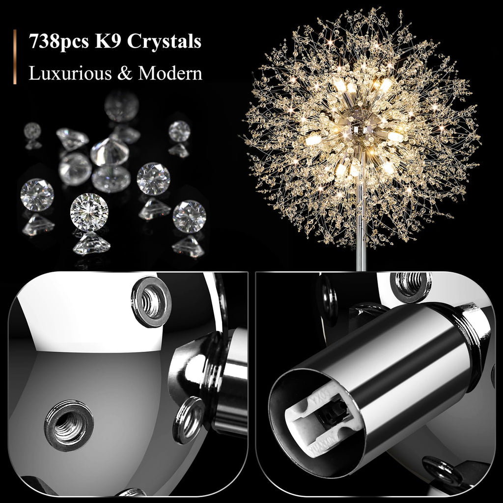 69'' Crystal Floor Lamp, Standing Lamp Chrome