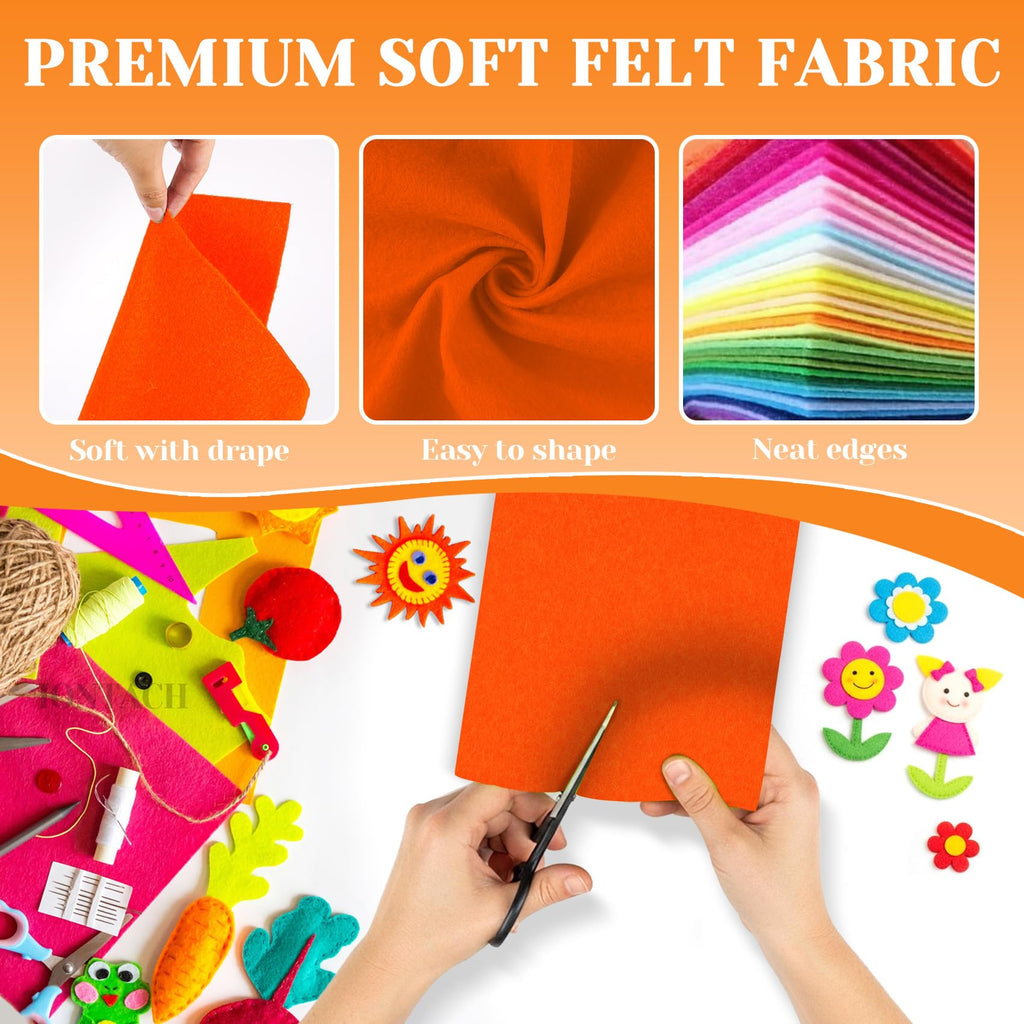 9" X 12" Felt Fabric Sheets 1.6mm Thick (12 Packs, Orange)