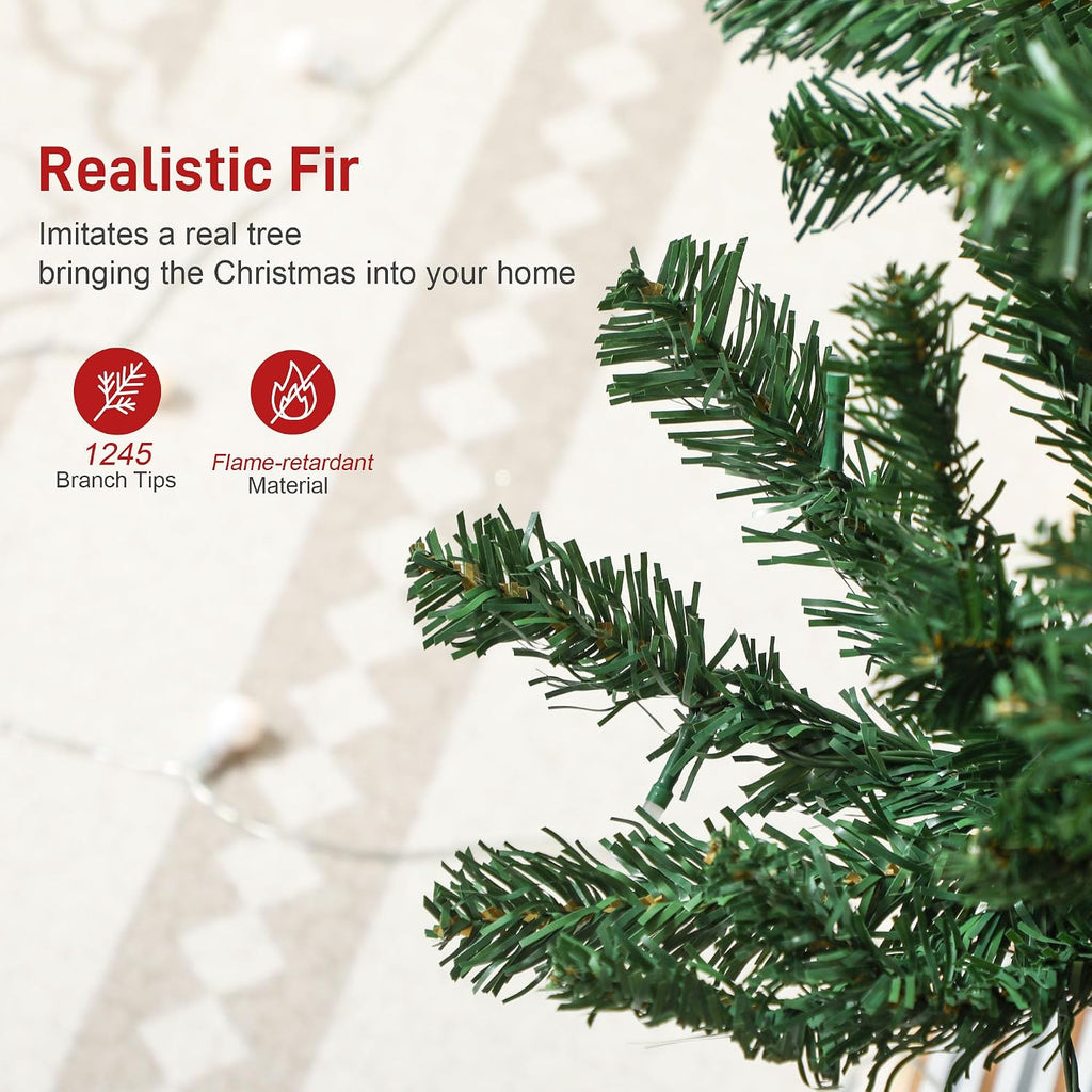 7ft Prelit Christmas Tree with Colorful LED Lights Slim Fir Green | DIY Synchronized Lights, Xmas Tree, 12 Modes